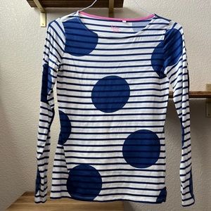 Boden blue stripe and large polka dot Breton tee
